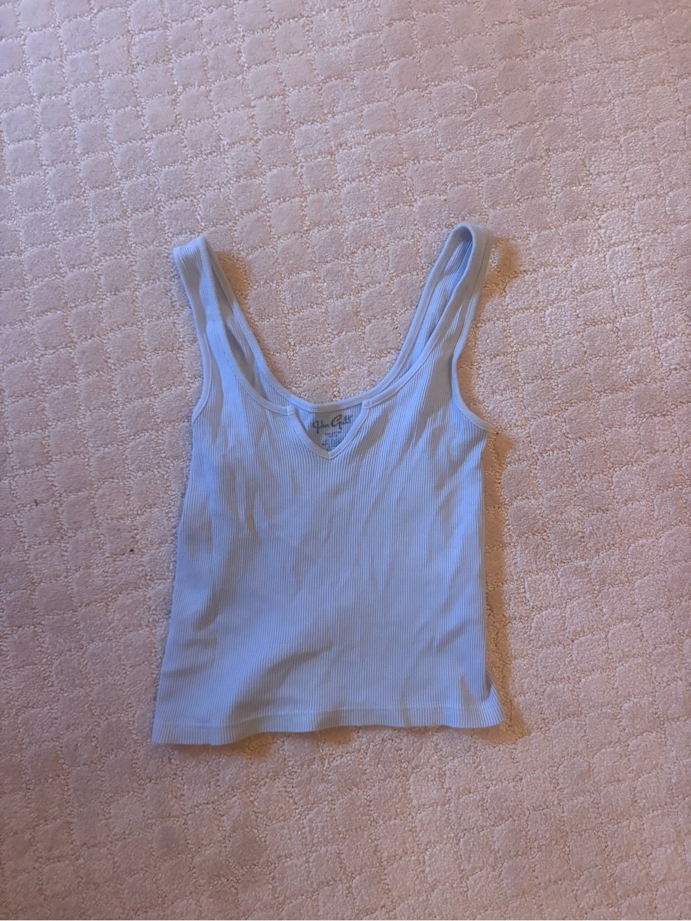 Ribbed Scoop Neck Tank Top - Light Blue
